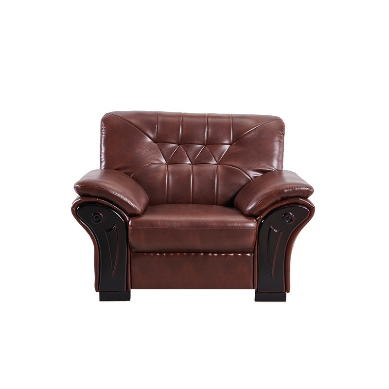 Industrial Biscuit Back Seating Flared Arm Sofa in Dark Brown Clearhalo 'furn' 'furn_sofas' 'Furniture' 'Living Room Furniture' 'Sofa' 'sofas' 6536561