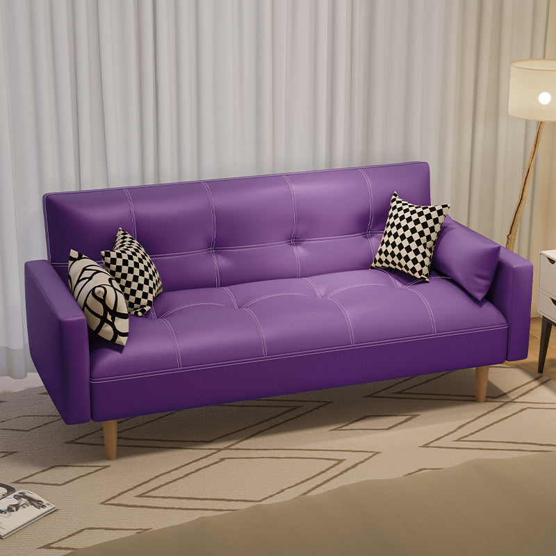 Getufte split-back zitplaat lederen vierkante armbank met kussens