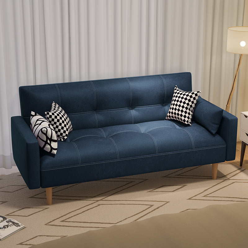 Getufte split-back zitplaat lederen vierkante armbank met kussens