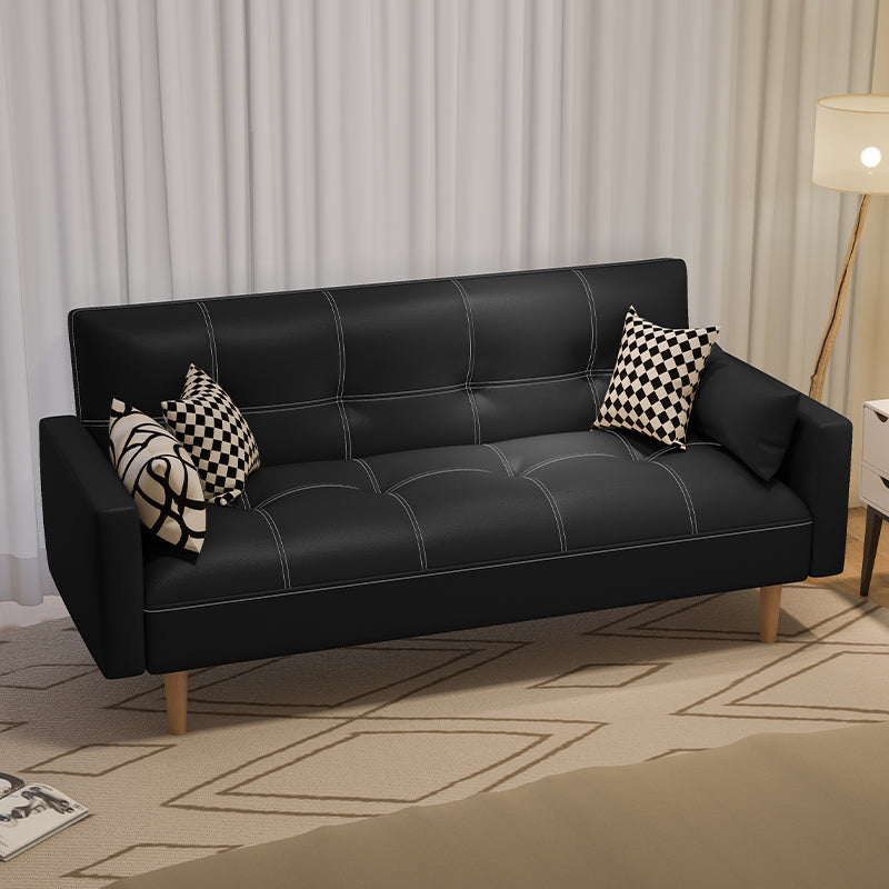 Getufte split-back zitplaat lederen vierkante armbank met kussens