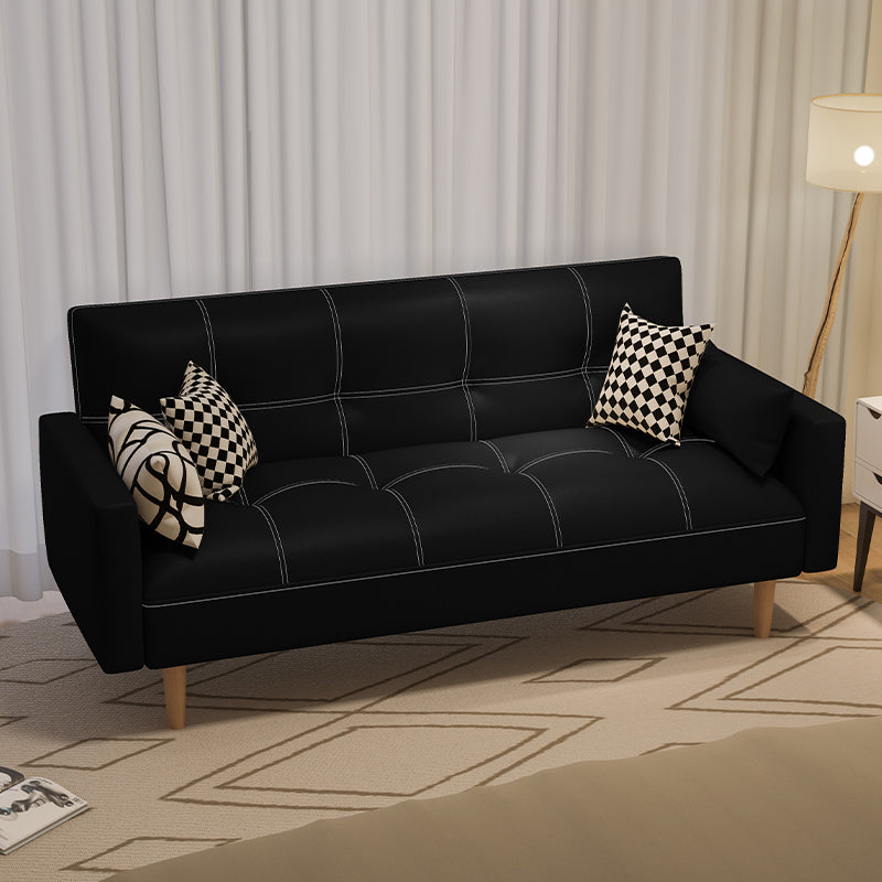 Getufte split-back zitplaat lederen vierkante armbank met kussens