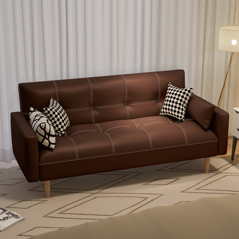 Getufte split-back zitplaat lederen vierkante armbank met kussens