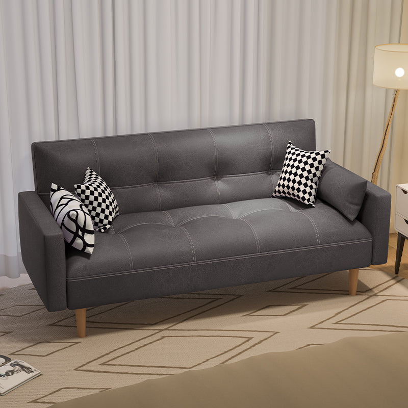 Getufte split-back zitplaat lederen vierkante armbank met kussens