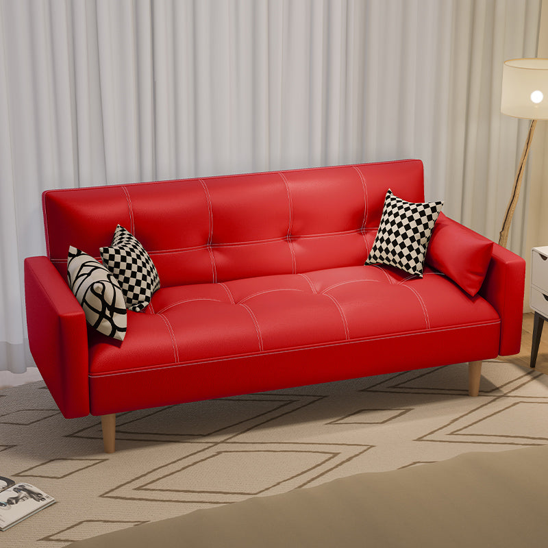 Getufte split-back zitplaat lederen vierkante armbank met kussens