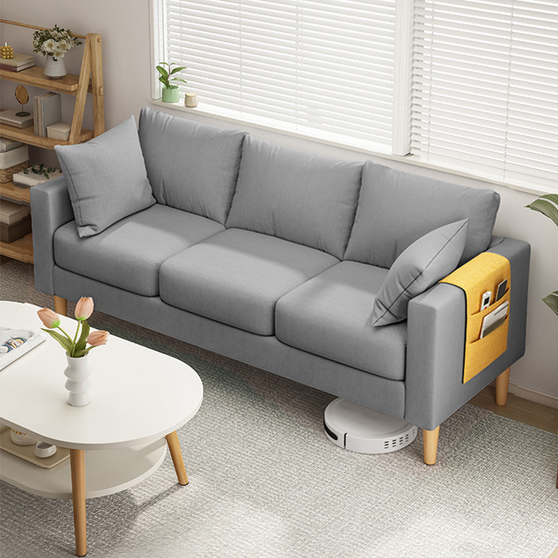 Modern Square Arm Sofa Wooden Standard Sofa for Living Room with Cushions Back Light Gray Clearhalo 'furn' 'furn_sofas' 'Furniture' 'Living Room Furniture' 'Sofa' 'sofas' 6536621