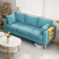 Modern Square Arm Sofa Wooden Standard Sofa for Living Room with Cushions Back Lake Blue Clearhalo 'furn' 'furn_sofas' 'Furniture' 'Living Room Furniture' 'Sofa' 'sofas' 6536623