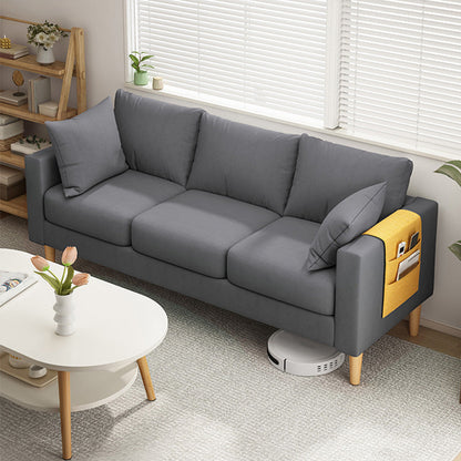 Modern Square Arm Sofa Wooden Standard Sofa for Living Room with Cushions Back Dark Gray Clearhalo 'furn' 'furn_sofas' 'Furniture' 'Living Room Furniture' 'Sofa' 'sofas' 6536626