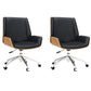 Contemporary Managers Chair Faux Leather and Chrome Frame Desk Chair Black 2 Piece Set Casters Included Clearhalo 'furn' 'furn_office_chair' 'Furniture' 'Office Chairs' 'Office Furniture' 'office_chair' 6536759