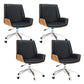Contemporary Managers Chair Faux Leather and Chrome Frame Desk Chair Black 4 Piece Set Casters Included Clearhalo 'furn' 'furn_office_chair' 'Furniture' 'Office Chairs' 'Office Furniture' 'office_chair' 6536760