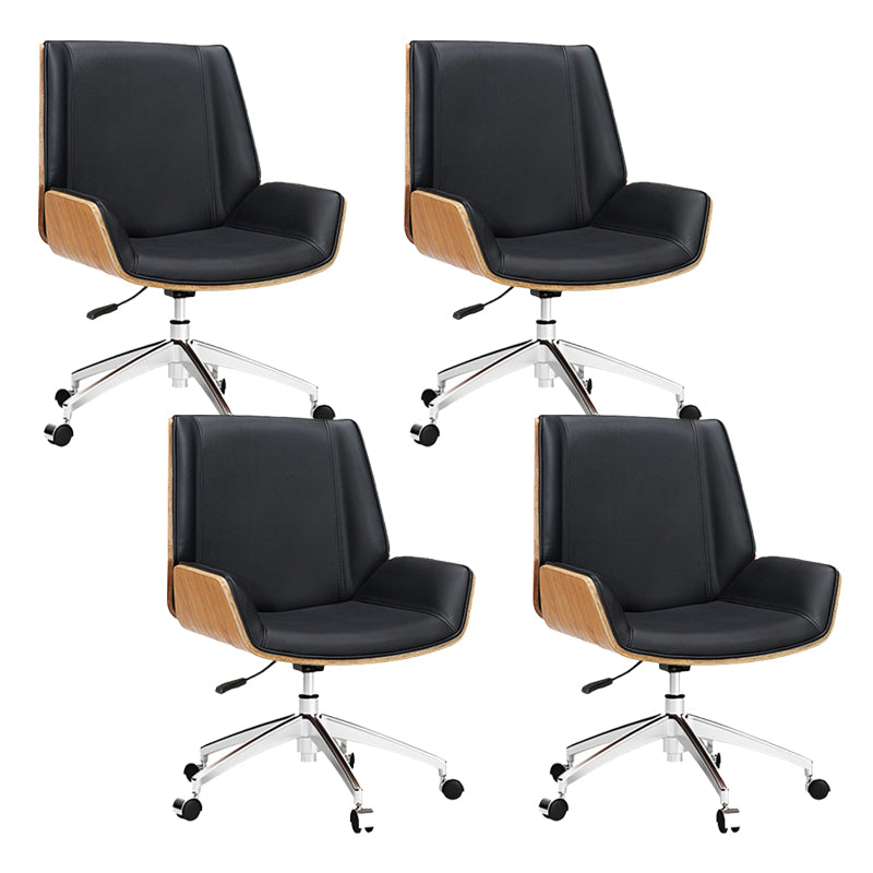 Contemporary Managers Chair Faux Leather and Chrome Frame Desk Chair Black 4 Piece Set Casters Included Clearhalo 'furn' 'furn_office_chair' 'Furniture' 'Office Chairs' 'Office Furniture' 'office_chair' 6536760