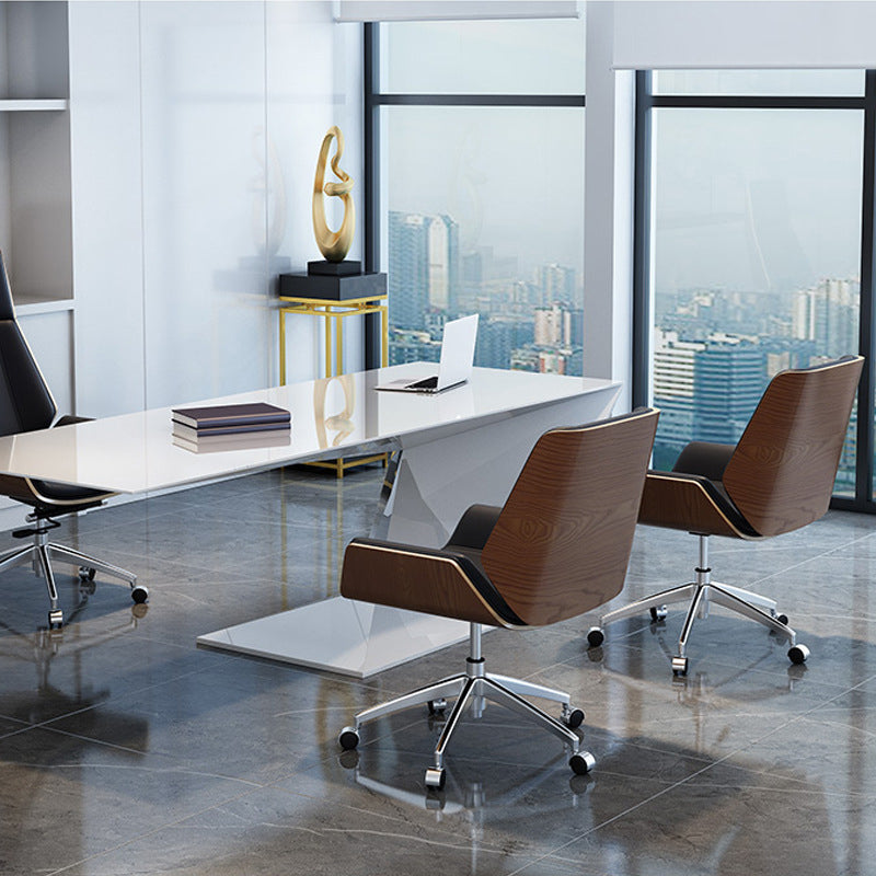 Contemporary Managers Chair Faux Leather and Chrome Frame Desk Chair Clearhalo 'furn' 'furn_office_chair' 'Furniture' 'Office Chairs' 'Office Furniture' 'office_chair' 6536761