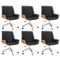 Contemporary Managers Chair Faux Leather and Chrome Frame Desk Chair Black 6 Piece Set Casters Included Clearhalo 'furn' 'furn_office_chair' 'Furniture' 'Office Chairs' 'Office Furniture' 'office_chair' 6536763