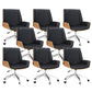 Contemporary Managers Chair Faux Leather and Chrome Frame Desk Chair Black 8 Piece Set Casters Included Clearhalo 'furn' 'furn_office_chair' 'Furniture' 'Office Chairs' 'Office Furniture' 'office_chair' 6536765