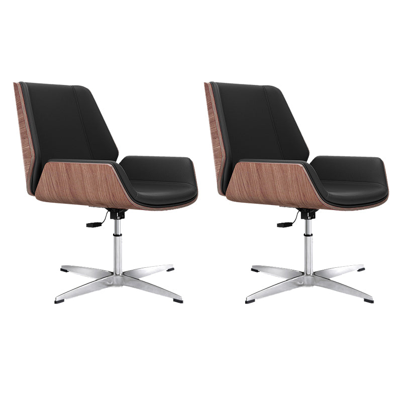 Contemporary Managers Chair Faux Leather and Chrome Frame Desk Chair Black 2 Piece Set Casters Not Included Clearhalo 'furn' 'furn_office_chair' 'Furniture' 'Office Chairs' 'Office Furniture' 'office_chair' 6536768
