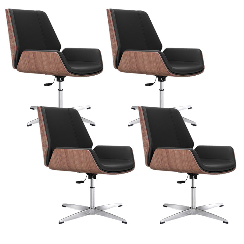 Contemporary Managers Chair Faux Leather and Chrome Frame Desk Chair Black 4 Piece Set Casters Not Included Clearhalo 'furn' 'furn_office_chair' 'Furniture' 'Office Chairs' 'Office Furniture' 'office_chair' 6536770