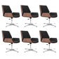 Contemporary Managers Chair Faux Leather and Chrome Frame Desk Chair Black 6 Piece Set Casters Not Included Clearhalo 'furn' 'furn_office_chair' 'Furniture' 'Office Chairs' 'Office Furniture' 'office_chair' 6536771