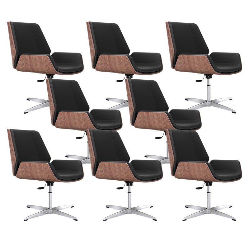 Contemporary Managers Chair Faux Leather and Chrome Frame Desk Chair Black 8 Piece Set Casters Not Included Clearhalo 'furn' 'furn_office_chair' 'Furniture' 'Office Chairs' 'Office Furniture' 'office_chair' 6536772