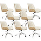 Contemporary Managers Chair Faux Leather and Chrome Frame Desk Chair Beige 8 Piece Set Casters Included Clearhalo 'furn' 'furn_office_chair' 'Furniture' 'Office Chairs' 'Office Furniture' 'office_chair' 6536776