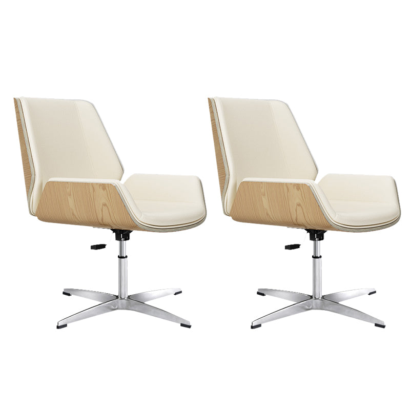 Contemporary Managers Chair Faux Leather and Chrome Frame Desk Chair Beige 2 Piece Set Casters Not Included Clearhalo 'furn' 'furn_office_chair' 'Furniture' 'Office Chairs' 'Office Furniture' 'office_chair' 6536778