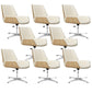Contemporary Managers Chair Faux Leather and Chrome Frame Desk Chair Beige 8 Piece Set Casters Not Included Clearhalo 'furn' 'furn_office_chair' 'Furniture' 'Office Chairs' 'Office Furniture' 'office_chair' 6536781