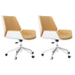 Contemporary Managers Chair Faux Leather and Chrome Frame Desk Chair Off-White 2 Piece Set Casters Included Clearhalo 'furn' 'furn_office_chair' 'Furniture' 'Office Chairs' 'Office Furniture' 'office_chair' 6536783