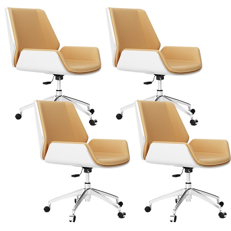 Contemporary Managers Chair Faux Leather and Chrome Frame Desk Chair 4 Piece Set Casters Included Clearhalo 'furn' 'furn_office_chair' 'Furniture' 'Office Chairs' 'Office Furniture' 'office_chair' 6536784