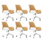 Contemporary Managers Chair Faux Leather and Chrome Frame Desk Chair Off-White 6 Piece Set Casters Included Clearhalo 'furn' 'furn_office_chair' 'Furniture' 'Office Chairs' 'Office Furniture' 'office_chair' 6536785