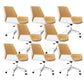 Contemporary Managers Chair Faux Leather and Chrome Frame Desk Chair Off-White 8 Piece Set Casters Included Clearhalo 'furn' 'furn_office_chair' 'Furniture' 'Office Chairs' 'Office Furniture' 'office_chair' 6536786