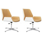 Contemporary Managers Chair Faux Leather and Chrome Frame Desk Chair Off-White 2 Piece Set Casters Not Included Clearhalo 'furn' 'furn_office_chair' 'Furniture' 'Office Chairs' 'Office Furniture' 'office_chair' 6536788