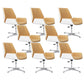 Contemporary Managers Chair Faux Leather and Chrome Frame Desk Chair Off-White 8 Piece Set Casters Not Included Clearhalo 'furn' 'furn_office_chair' 'Furniture' 'Office Chairs' 'Office Furniture' 'office_chair' 6536791