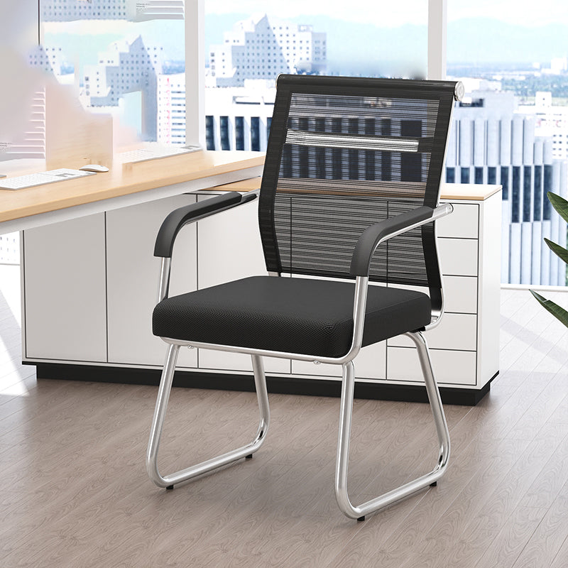 Modern Desk Chair No Distressing Fixed Arms No Wheels Office Chair Black 1 Piece Clearhalo 'furn' 'furn_office_chair' 'Furniture' 'Office Chairs' 'Office Furniture' 'office_chair' 6536873