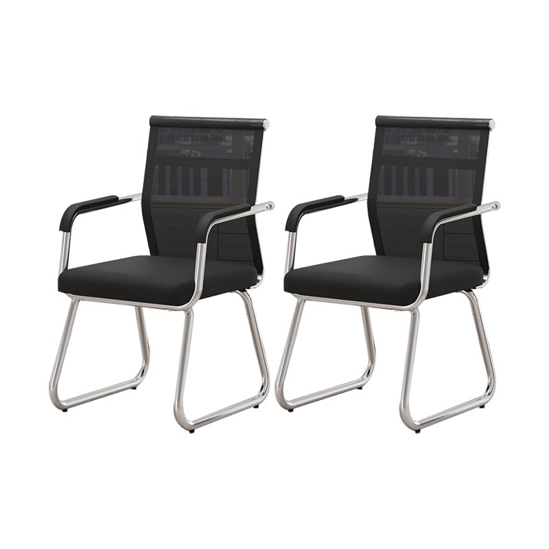 Modern Desk Chair No Distressing Fixed Arms No Wheels Office Chair Black 2 Piece Set Clearhalo 'furn' 'furn_office_chair' 'Furniture' 'Office Chairs' 'Office Furniture' 'office_chair' 6536875
