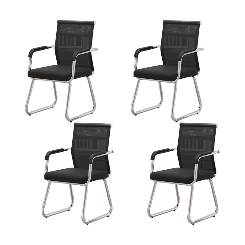 Modern Desk Chair No Distressing Fixed Arms No Wheels Office Chair Black 4 Piece Set Clearhalo 'furn' 'furn_office_chair' 'Furniture' 'Office Chairs' 'Office Furniture' 'office_chair' 6536876