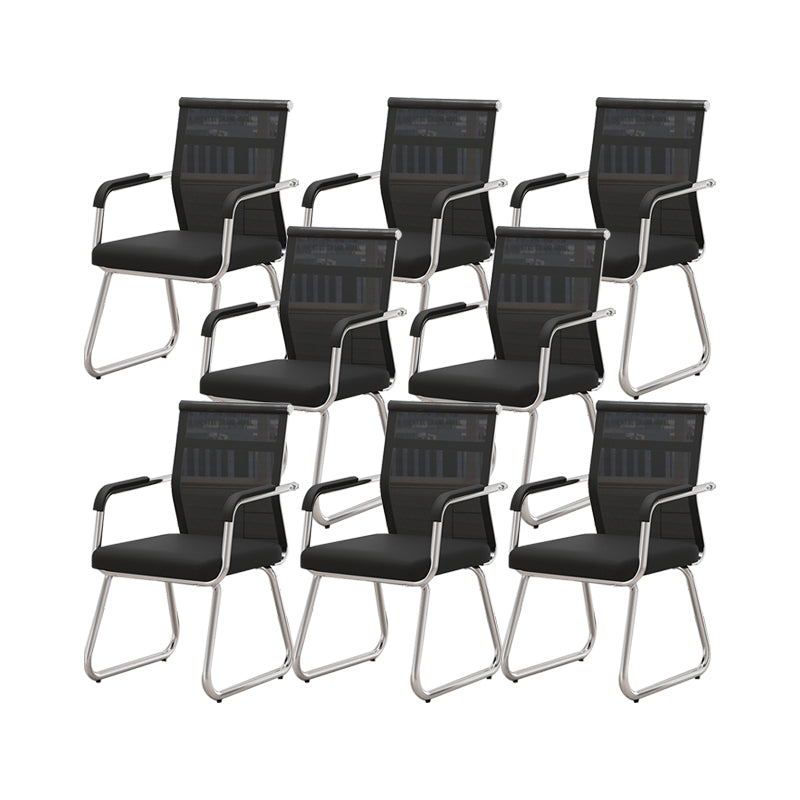 Modern Desk Chair No Distressing Fixed Arms No Wheels Office Chair Black 8 Piece Set Clearhalo 'furn' 'furn_office_chair' 'Furniture' 'Office Chairs' 'Office Furniture' 'office_chair' 6536880