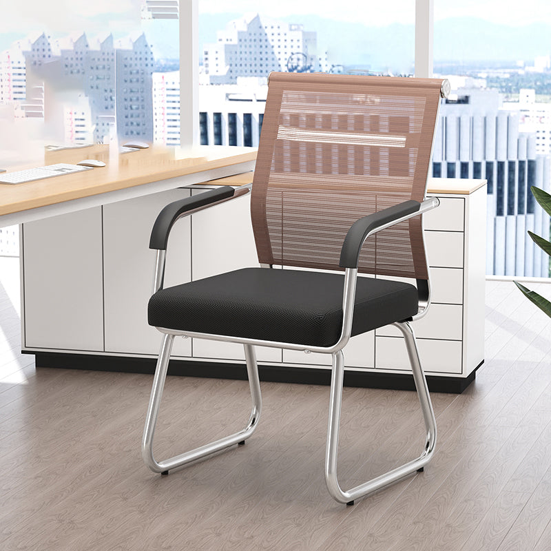 Modern Desk Chair No Distressing Fixed Arms No Wheels Office Chair Golden 1 Piece Clearhalo 'furn' 'furn_office_chair' 'Furniture' 'Office Chairs' 'Office Furniture' 'office_chair' 6536883
