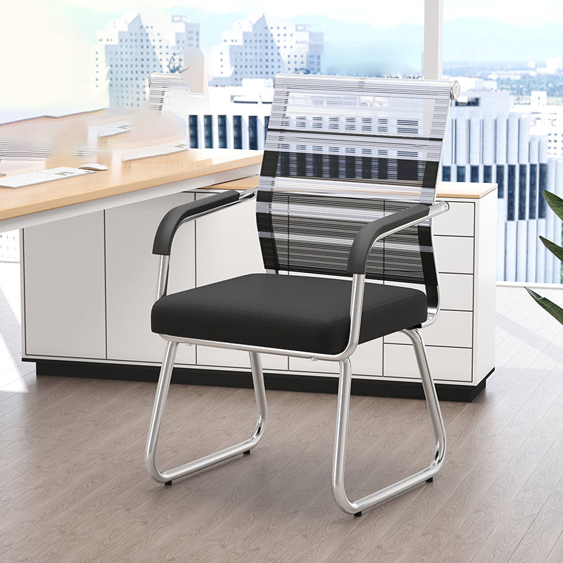 Modern Desk Chair No Distressing Fixed Arms No Wheels Office Chair Black White 1 Piece Clearhalo 'furn' 'furn_office_chair' 'Furniture' 'Office Chairs' 'Office Furniture' 'office_chair' 6536889