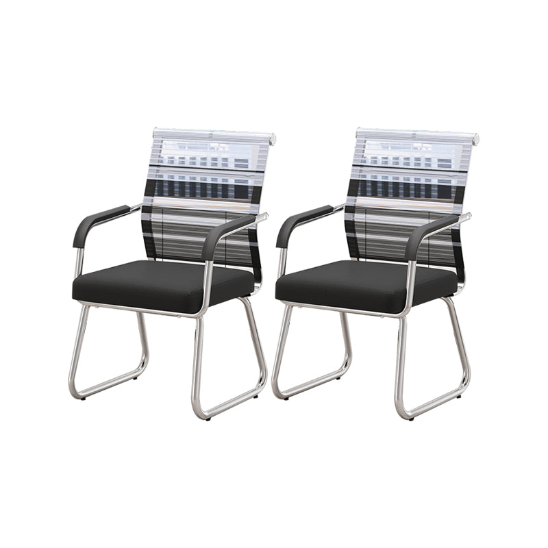 Modern Desk Chair No Distressing Fixed Arms No Wheels Office Chair Black White 2 Piece Set Clearhalo 'furn' 'furn_office_chair' 'Furniture' 'Office Chairs' 'Office Furniture' 'office_chair' 6536890