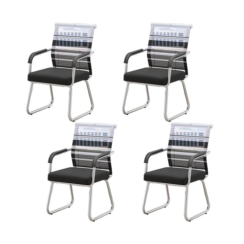 Modern Desk Chair No Distressing Fixed Arms No Wheels Office Chair Black White 4 Piece Set Clearhalo 'furn' 'furn_office_chair' 'Furniture' 'Office Chairs' 'Office Furniture' 'office_chair' 6536891