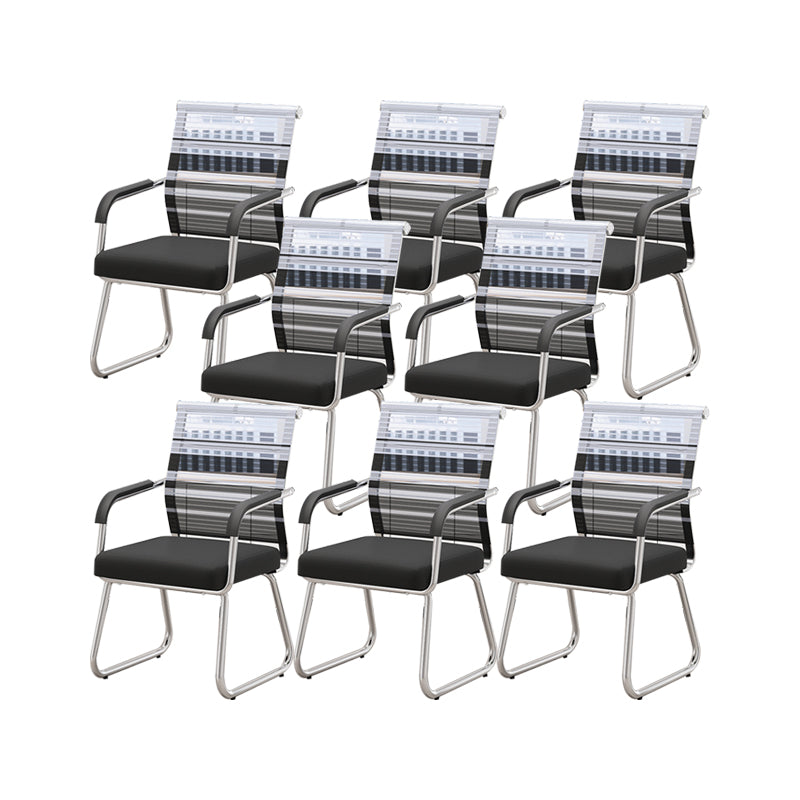 Modern Desk Chair No Distressing Fixed Arms No Wheels Office Chair Black White 8 Piece Set Clearhalo 'furn' 'furn_office_chair' 'Furniture' 'Office Chairs' 'Office Furniture' 'office_chair' 6536893