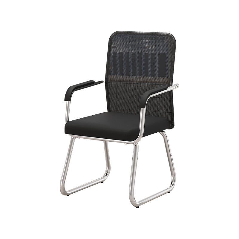 Modern Desk Chair No Distressing Fixed Arms No Wheels Office Chair Black-Black 1 Piece Clearhalo 'furn' 'furn_office_chair' 'Furniture' 'Office Chairs' 'Office Furniture' 'office_chair' 6536894