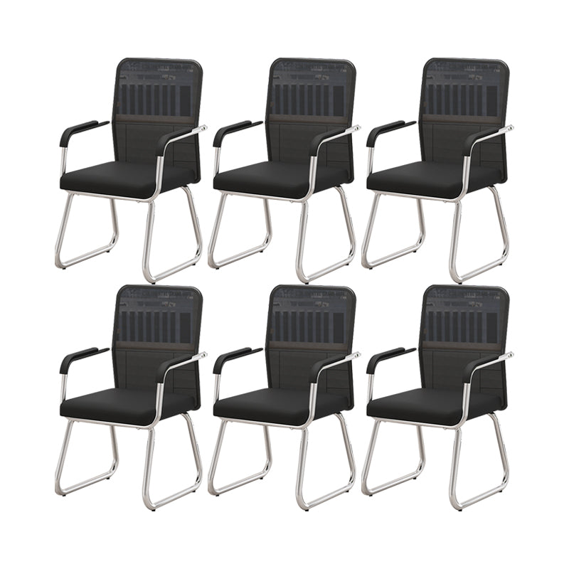 Modern Desk Chair No Distressing Fixed Arms No Wheels Office Chair Black-Black 6 Piece Set Clearhalo 'furn' 'furn_office_chair' 'Furniture' 'Office Chairs' 'Office Furniture' 'office_chair' 6536897