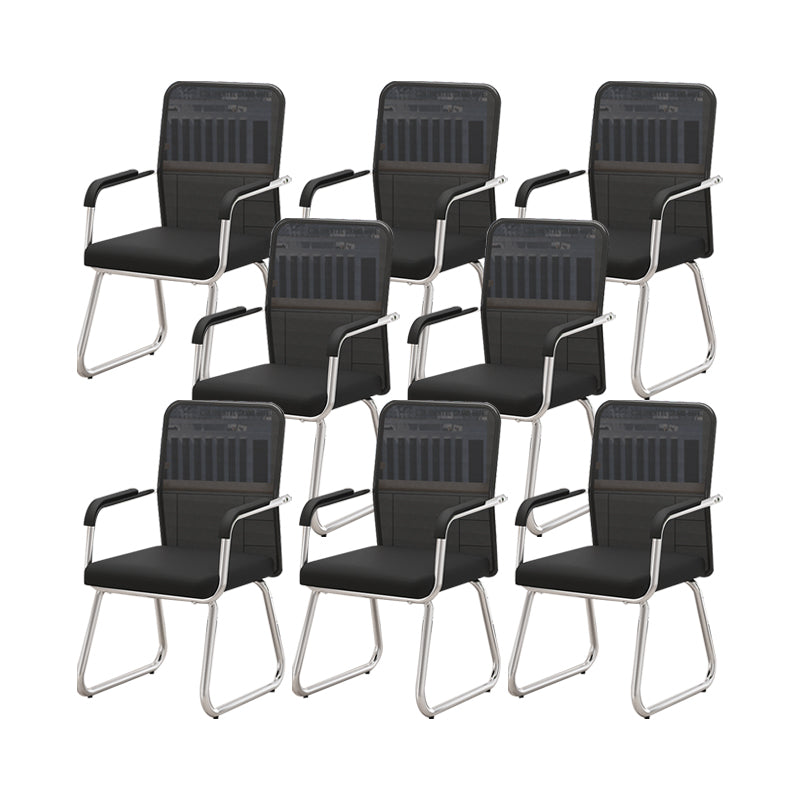 Modern Desk Chair No Distressing Fixed Arms No Wheels Office Chair Black-Black 8 Piece Set Clearhalo 'furn' 'furn_office_chair' 'Furniture' 'Office Chairs' 'Office Furniture' 'office_chair' 6536898