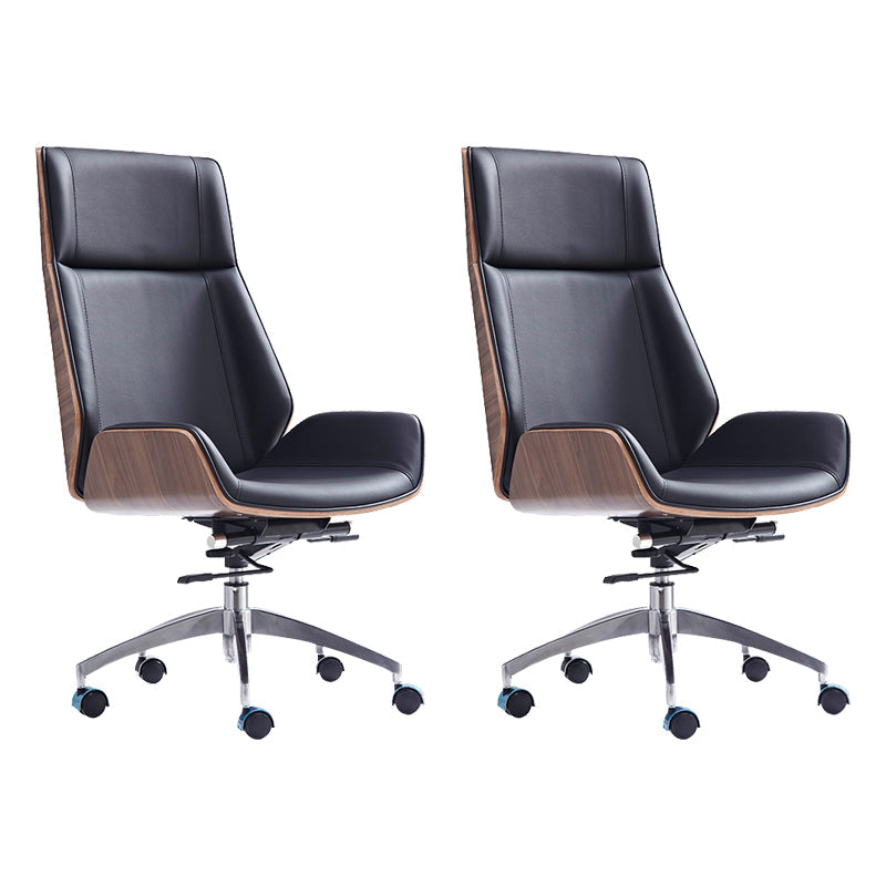 Contemporary Headrest Swivel Chair Executive High Back Office Chair Black 2 Piece Set Clearhalo 'furn' 'furn_office_chair' 'Furniture' 'Office Chairs' 'Office Furniture' 'office_chair' 6537033