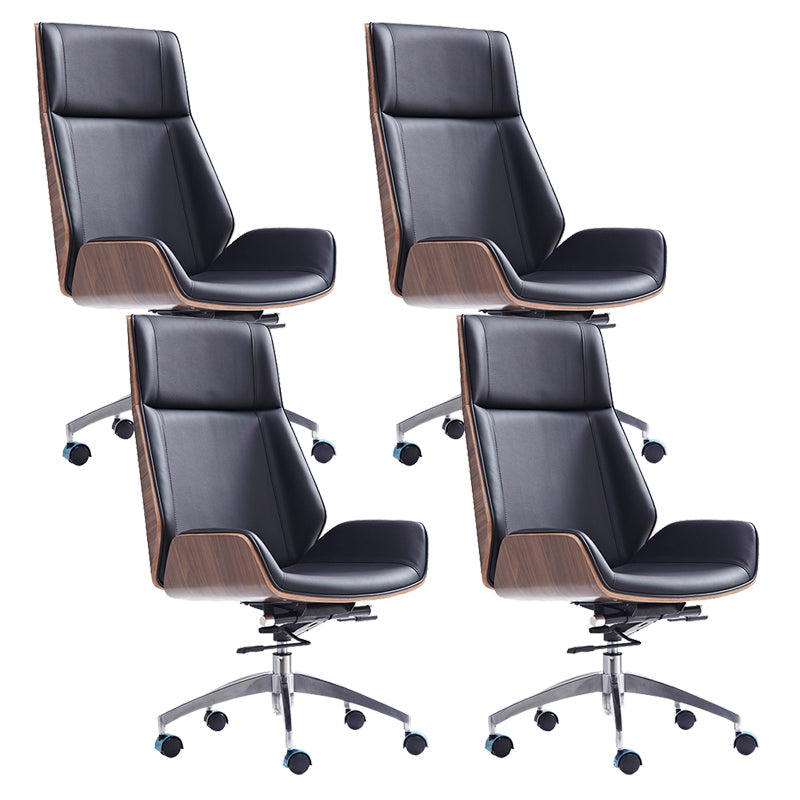 Contemporary Headrest Swivel Chair Executive High Back Office Chair Black 4 Piece Set Clearhalo 'furn' 'furn_office_chair' 'Furniture' 'Office Chairs' 'Office Furniture' 'office_chair' 6537036