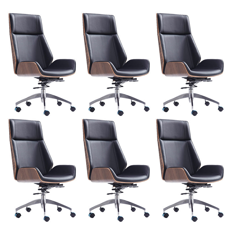 Contemporary Headrest Swivel Chair Executive High Back Office Chair Black 6 Piece Set Clearhalo 'furn' 'furn_office_chair' 'Furniture' 'Office Chairs' 'Office Furniture' 'office_chair' 6537037