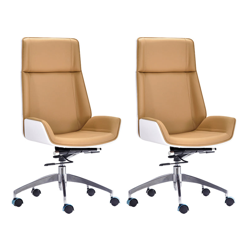 Contemporary Headrest Swivel Chair Executive High Back Office Chair Khaki 2 Piece Set Clearhalo 'furn' 'furn_office_chair' 'Furniture' 'Office Chairs' 'Office Furniture' 'office_chair' 6537043