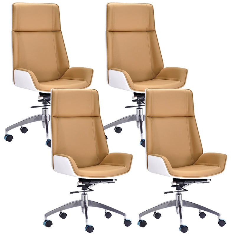 Contemporary Headrest Swivel Chair Executive High Back Office Chair Khaki 4 Piece Set Clearhalo 'furn' 'furn_office_chair' 'Furniture' 'Office Chairs' 'Office Furniture' 'office_chair' 6537044