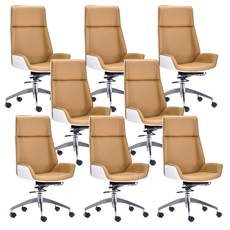 Contemporary Headrest Swivel Chair Executive High Back Office Chair Khaki 8 Piece Set Clearhalo 'furn' 'furn_office_chair' 'Furniture' 'Office Chairs' 'Office Furniture' 'office_chair' 6537046