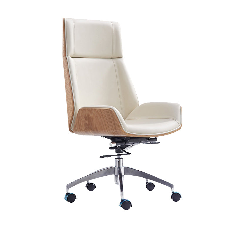 Contemporary Headrest Swivel Chair Executive High Back Office Chair Off-White 1 Piece Clearhalo 'furn' 'furn_office_chair' 'Furniture' 'Office Chairs' 'Office Furniture' 'office_chair' 6537047