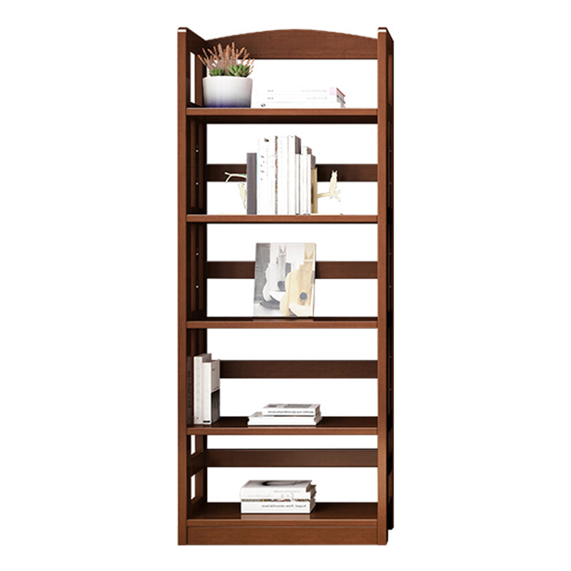 Contemporary Standard Bookshelf Wooden Open Back Bookcase with Shelves 23.6"L x 11.0"W x 62.2"H Nut-Brown Clearhalo 'Bookcases' 'furn' 'furn_bookcases' 'Furniture' 'Office Furniture' 6537153